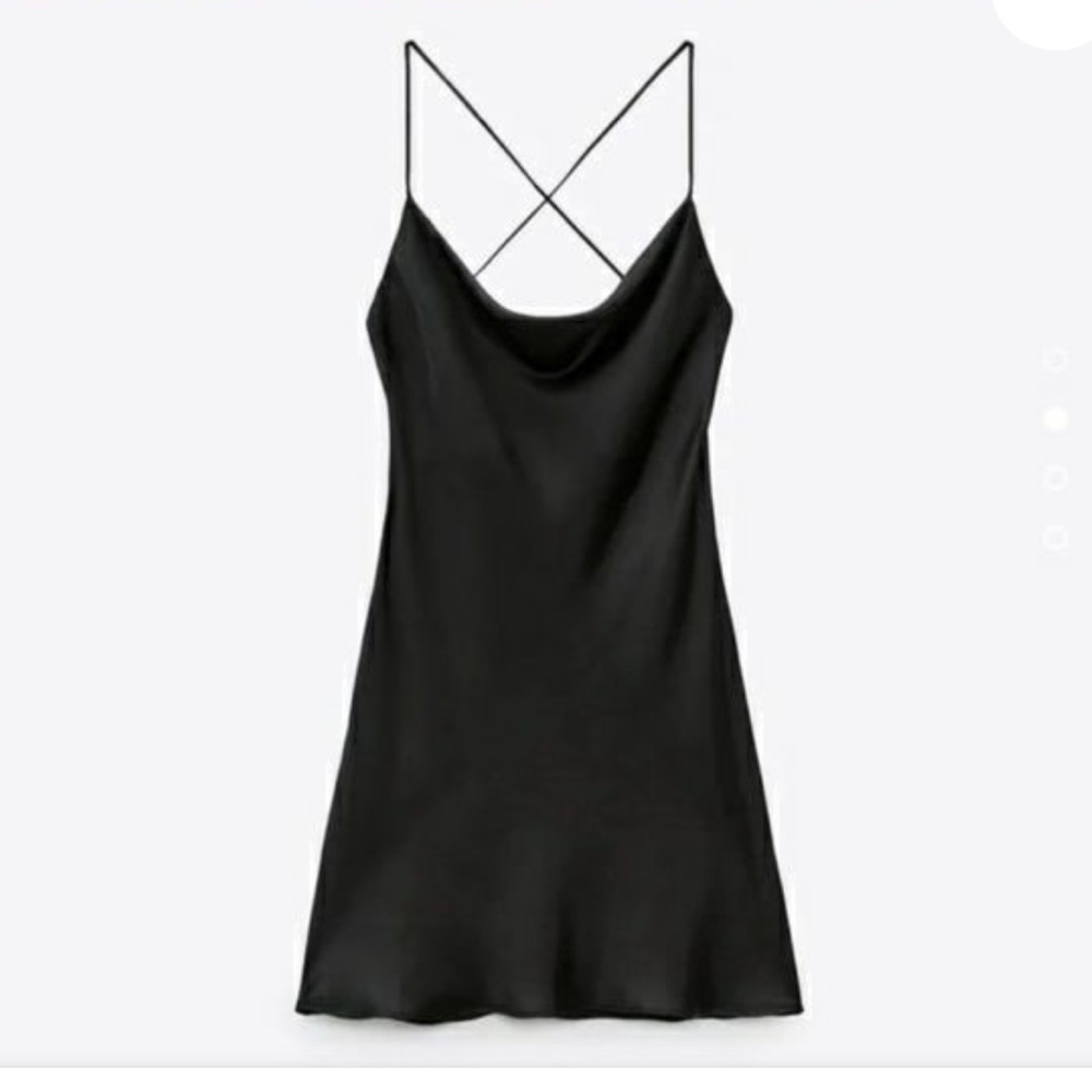 Zara cowl mini dress black satin NWT